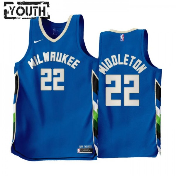 Milwaukee Bucks Trikot Khris Middleton 22 Nike 2022-23 City Edition Blau Swingman - Kinder Milwaukee Bucks Trikot Khris Middleton 22 Nike 2022-23 City Edition Blau Swingman - Kinder